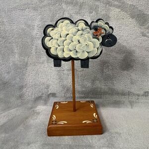 Primitive Folk Art Sheep Hand Painted Wood Figurine Farmhouse Decor